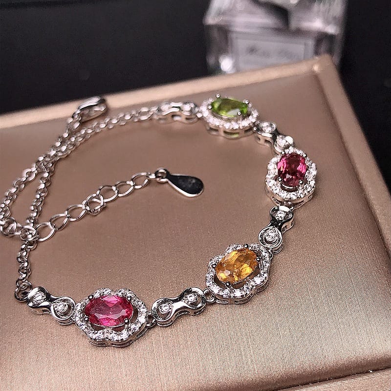 Natural tourmaline ladies Bracelet 925 silver inlaid tourmaline bracelet gift wholesale manufacturers do goods a generation of hair