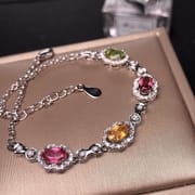 Natural tourmaline ladies Bracelet 925 silver inlaid tourmaline bracelet gift wholesale manufacturers do goods a generation of hair
