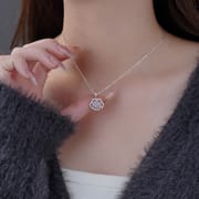 Po S999 Silver National Style Long Life Lock Necklace Women's National Fashion Love Gift New Chinese Style Clavicle Chain