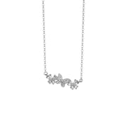 Po S999 Foot Silver Three Butterfly Necklace Small Fresh Artistic Sweet Temperament Mori Girl Clavicle Chain Generation Hair