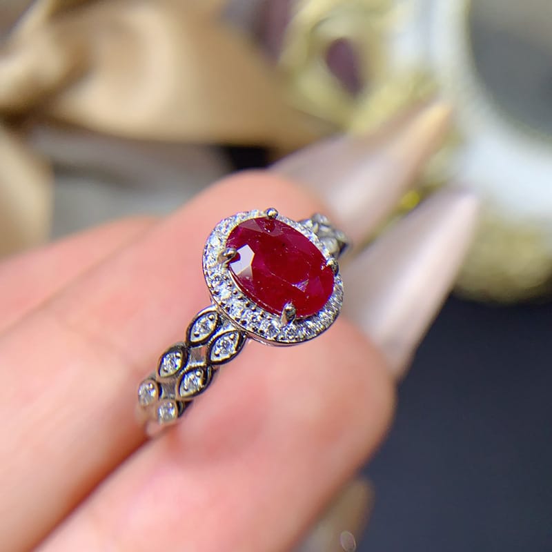 Old burn natural ruby 5*7mm ring live 925 silver fashion female ring trembles live supply batch