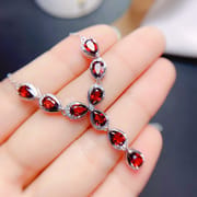 Fashion natural garnet necklace 925 silver inlaid garnet with Row Women's clavicle necklace wholesale