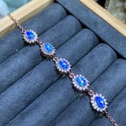 Natural opal bracelet wholesale 925 silver inlaid fashion round drill live for 5*7mm