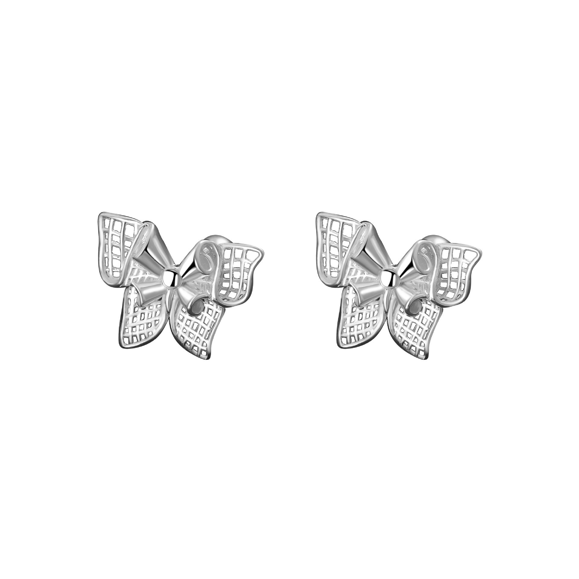 Po S999 Silver Sweet Butterfly Screw Earrings Women's Cute Gentle Daily All-match Advanced Earrings for Hair