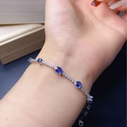 New arrival natural sapphire bracelet 3*4 4*5 925 silver inlaid gift wholesale