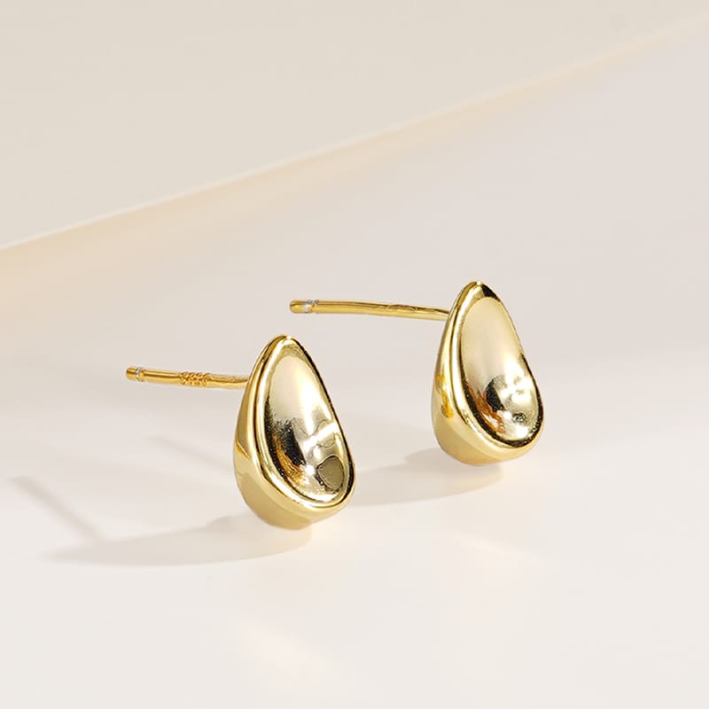 S925 Sterling Silver European and American Design Gloosy Water Drop Earrings Distinctive Geometric Simple Earrings