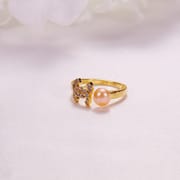 Pearl Jewelry Opening Adjustable Ring Real Gold Electroplated Micro-inlaid Zircon Freshwater Pearl Ring