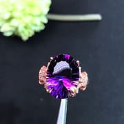 Purple Yellow Crystal women's ring 925 silver inlaid purple yellow crystal women's ring one-piece delivery open mouth adjustable