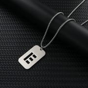 Alphabet Hollow Necklace Men's Trendy Hip-Hop Woolen Chain Accessories Rectangular Gloss Military Brand Pendant Women's Stainless Steel Pendant
