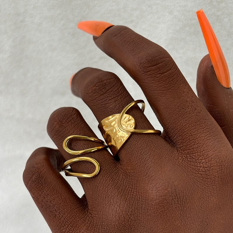 French Retro Designer European and American Temperament Niche Irregular Trend Stainless Steel Open Ring for suit Women
