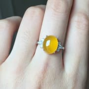 Huang Chalcedony Ring 925 Silver Caibao Wholesale Live Craft Shopping Mall