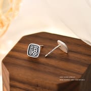A Bao S999 pure silver retro distressed New Chinese style Lucky Brand ear studs Chinese character national fashion culture niche design sense