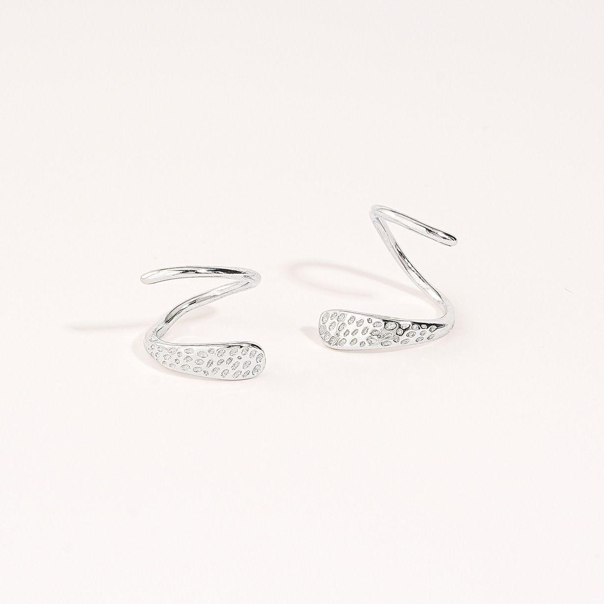 S925 sterling silver niche design double-layer line earrings female temperament concave-convex granular ear ring simple