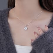999 Pure Silver Light Luxury Four-Leaf Clover Necklace for Women, Korean Style, Simple Niche High-End Clavicle Chain