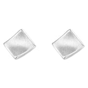 Bao S999 pure silver brushed diamond stud earrings geometric earrings small earrings quadrilateral earrings simple small fashion