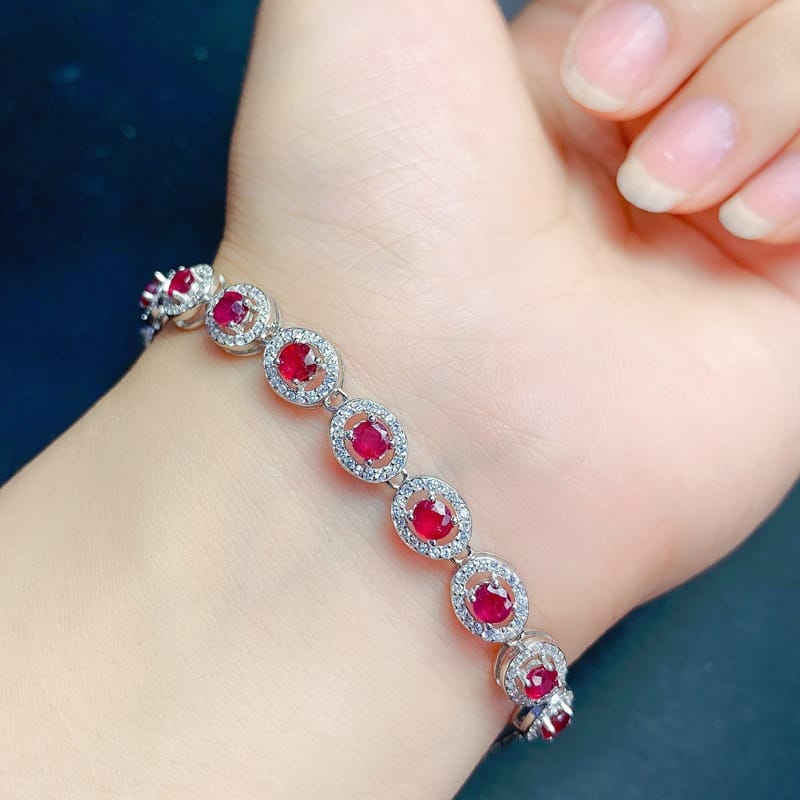 925 silver inlaid newly baked ruby bracelet exquisite style beautiful ladies live supply overseas supply