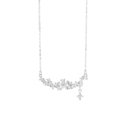 Po S999 Silver Light Luxury Flower Four Mans Star Necklace Niche New High-grade Simple Elegant Clavicle Chain for Hair