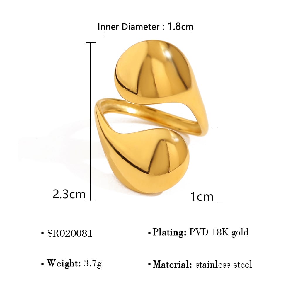 Titanium steel ring 18K gold non-fading women's light luxury high-end European and American stainless steel lava open ring hand jewelry