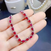 Fresh and beautiful DIY natural old baked ruby bracelet 3*5mm925 silver fast hand Live supply wholesale