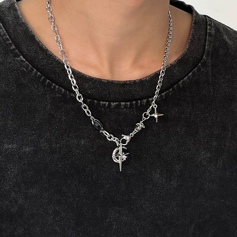 Cross zircon non-fading titanium steel necklace men's all-match high-end sense Cuban chain personality niche neck chain necklace