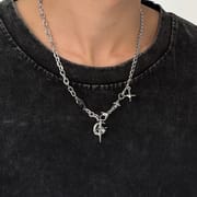 Cross zircon non-fading titanium steel necklace men's all-match high-end sense Cuban chain personality niche neck chain necklace