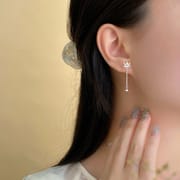 Po S999 Silver Lotus Tassel Earrings Minimalist Daily Personality All-match Fashion Commuter Niche Earrings