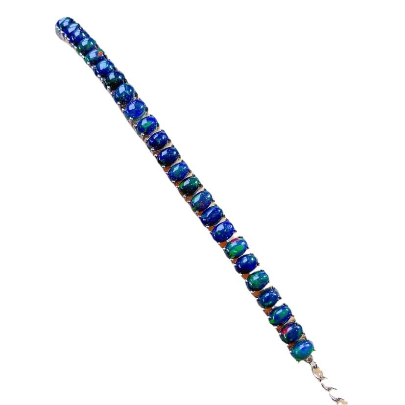 Black European women's bracelet inlaid 925 silver natural opal bracelet women's chain live supply wholesale