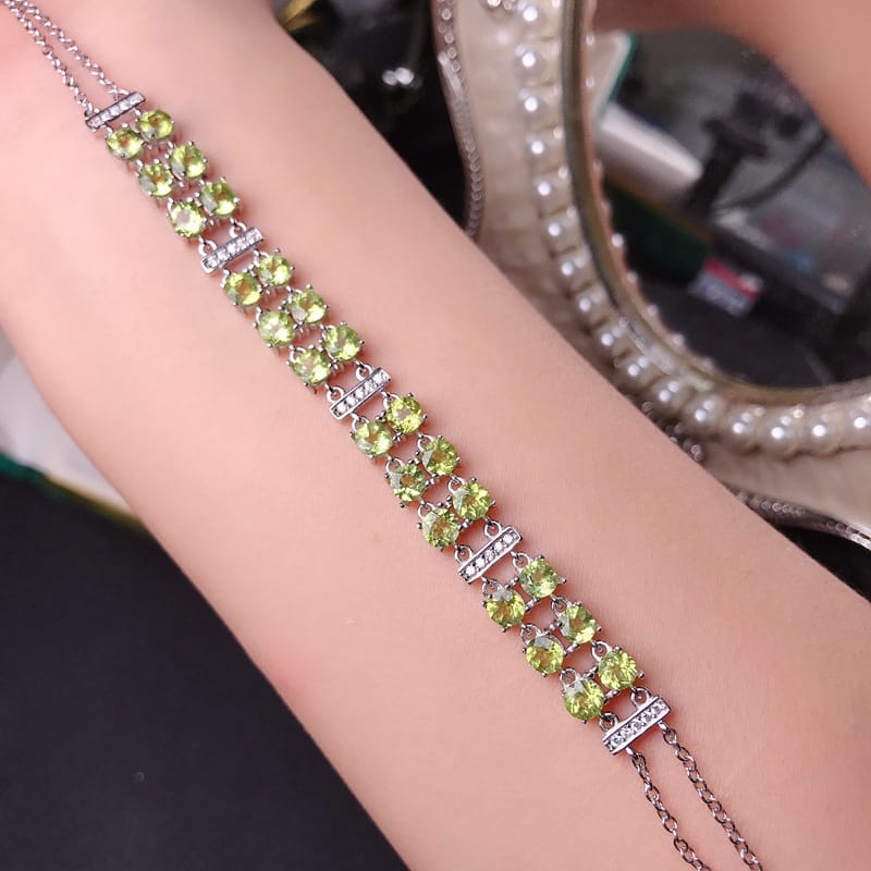Natural Olivine Bracelet Wholesale 925 Silver Inlay 6x 8mm Receive Orders
