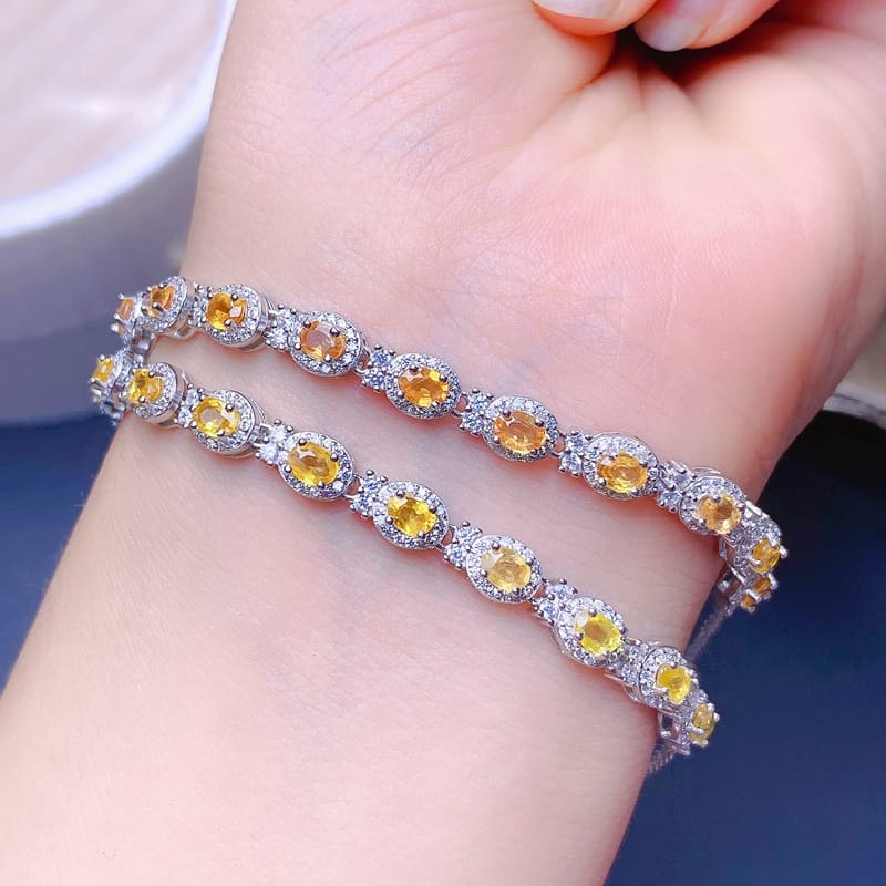 Natural sapphire bracelet girls 925 silver sapphire bracelet 3 * 4mm bare stone live broadcast colorful treasure wholesale