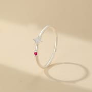 Po S999 foot silver four mans star zircon ring personality fashion sense multi-color simple gentle hand decoration generation hair