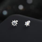 Po S999 Foot Silver Personalized Small Sun Asymmetric Screw Earrings Women's New Niche Advanced Sense Earrings