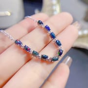 Jewelry live supply Women's bracelet simple 925 silver inlaid Natural Black Opal main stone 3 * 5mm