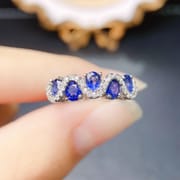 Factory wholesale explosions natural sapphire ring S925 silver inlaid with the main stone 3*4 selling Europe and the United States a generation of hair