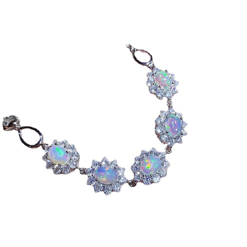 Natural opal bracelet wholesale 925 silver inlaid fashion round drill live for 5*7mm