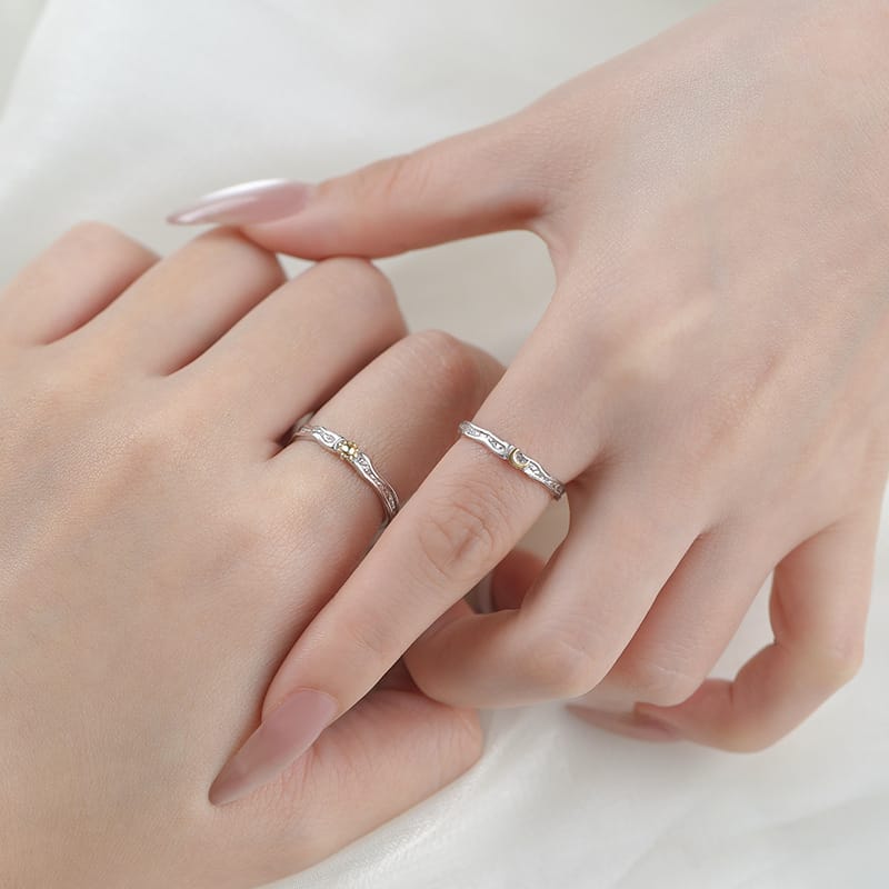 Original Po S999 Foot Silver Sun Moon Shuanghui Couple Pair Ring to Send Girlfriend Fresh Design Bracelet Cross-border Hair