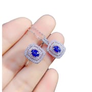 Fashion DIY bare stone natural sapphire 925 silver 4*6mm sapphire set shake sound fast hand wholesale