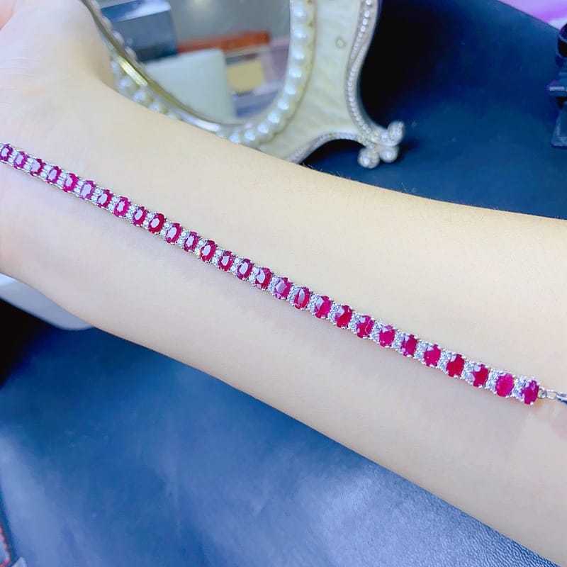 Fresh and beautiful DIY natural ruby bracelet trembles live supply 925 silver fast hand Live supply wholesale