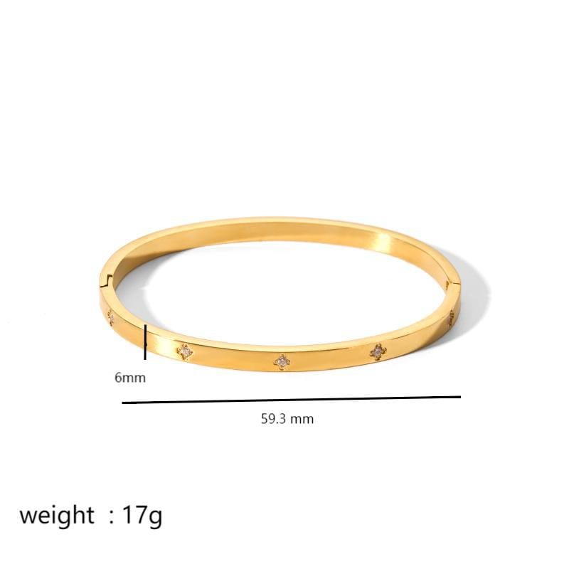 European and American-style light luxury bracelet six-pointed star buckle bracelet 18K gold stainless steel inlaid zirconium bracelet high-grade bracelet for women