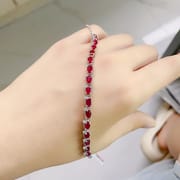 Fresh and beautiful DIY natural old baked ruby bracelet 3*5mm925 silver fast hand Live supply wholesale