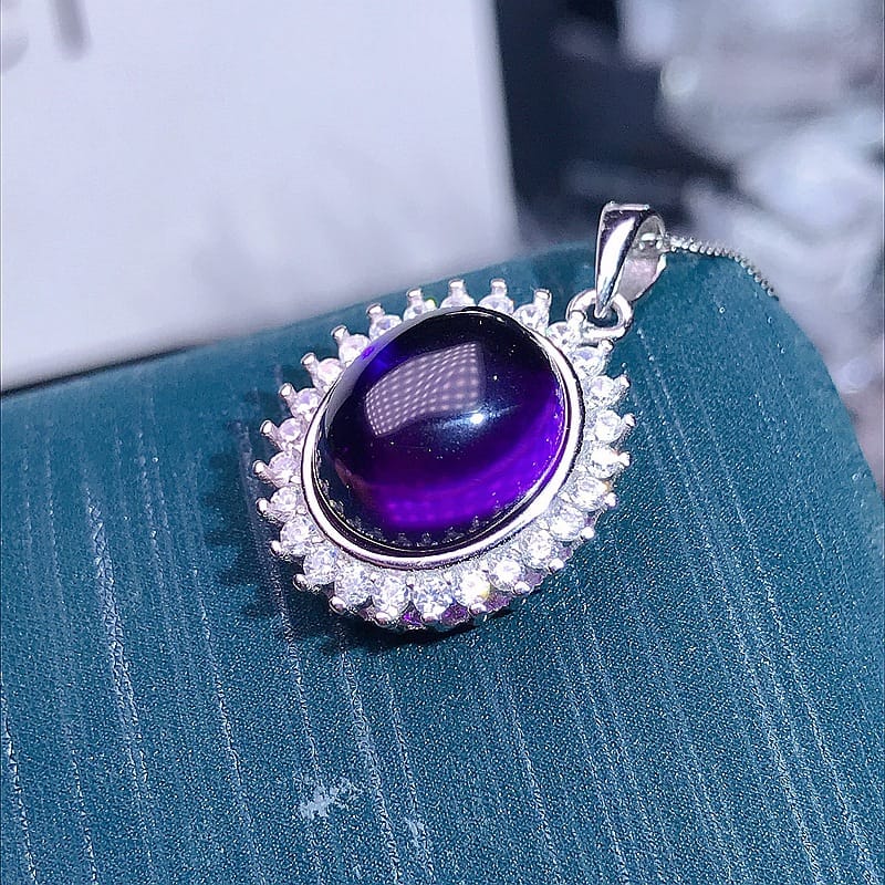 Amethyst pendant 925 sterling silver inlaid plating 18K gold ladies purple pendant manufacturers wholesale primary supply