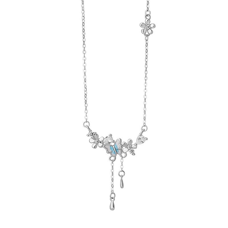 Original Po S999 Silver Flower Butterfly Series suit Explosions New Fresh Korean Niche Earrings