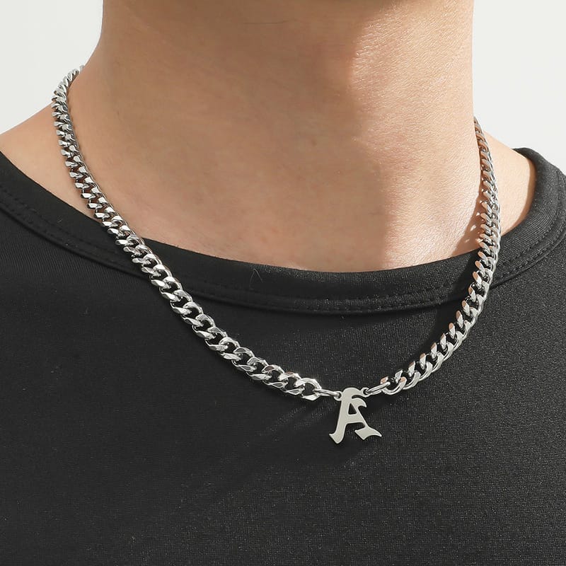 Stainless Steel English Alphabet Pendant Necklace Unisex New Product