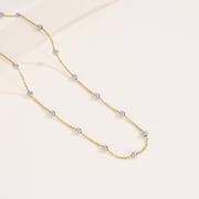 Cross-border S925 Sterling Silver Contrast Bare Chain Niche Design Scimitar Bead Necklace Women's Round Bead Clavicle Chain Tide