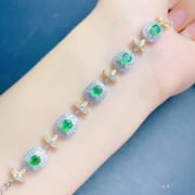 Natural Emerald Luxury light luxury elegant 925 silver inlaid bracelet crystal clean color rich tested