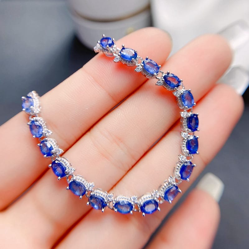 Girls' Bracelet Natural Sapphire Bracelet 925 Silver Certificate Support Review