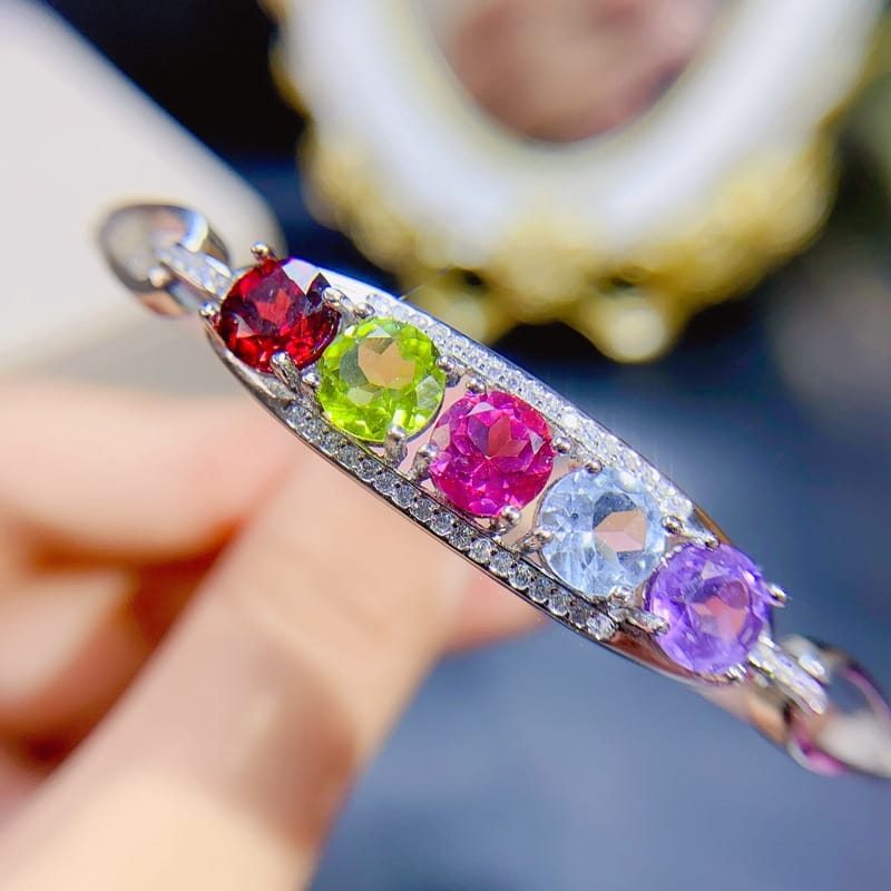 New arrival natural Duobao bracelet Garnet Topaz olivine amethyst color beautiful wholesale