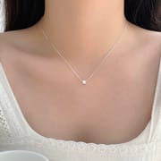 Po Factory 999 Sterling Silver Necklace Small Square Korean Simple Elegant Clavicle Chain Head Jewelry Factory Direct Supply