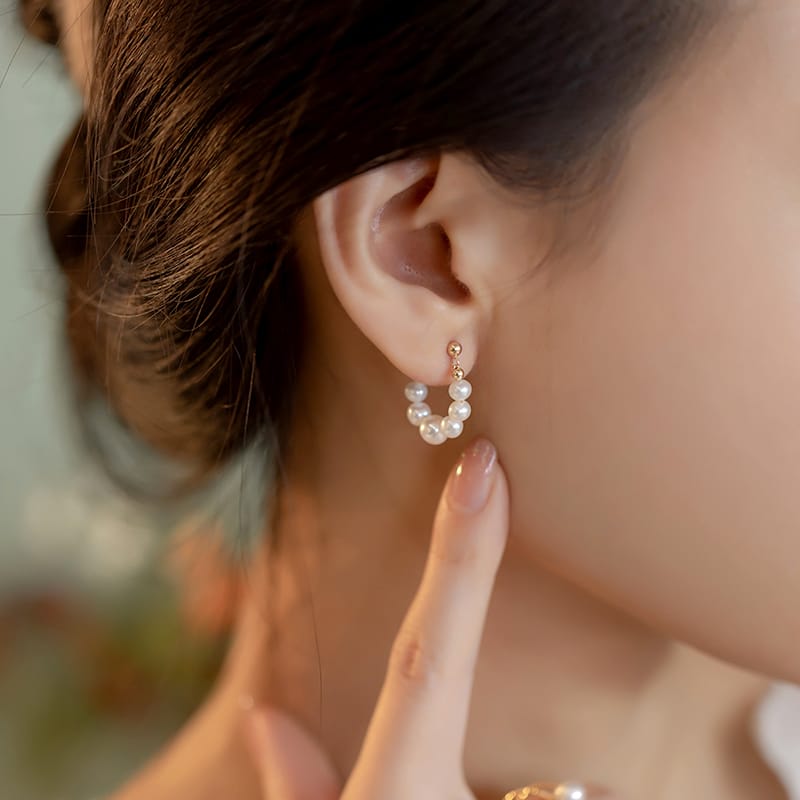 Natural Freshwater Pearl Silver Needle Earrings Simple Temperament Light Luxury High-end Sense Niche Ear Clip Female Girl Gift New Style