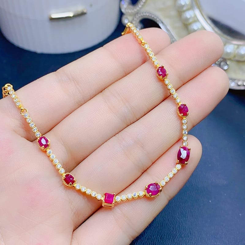 Light luxury new small fresh natural ruby bracelet 925 silver bracelet