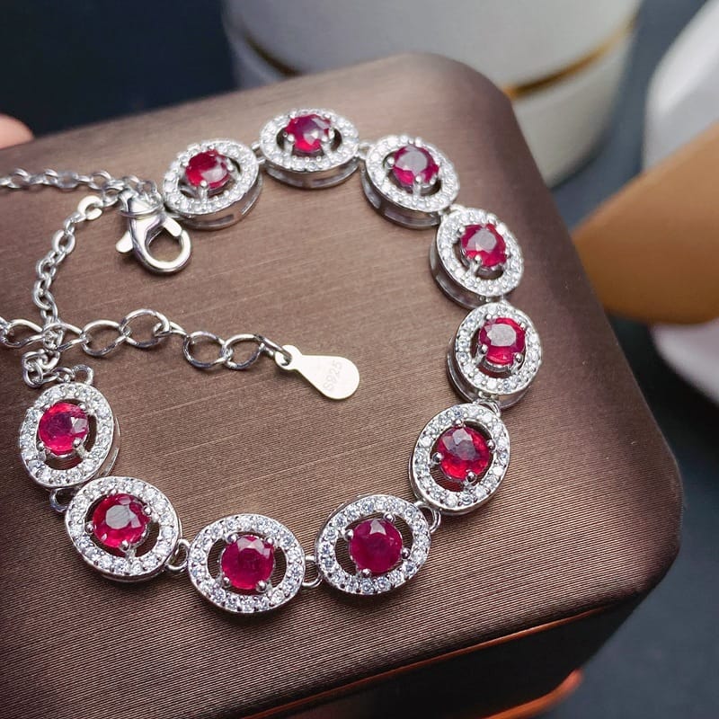 925 silver inlaid newly baked ruby bracelet exquisite style beautiful ladies live supply overseas supply